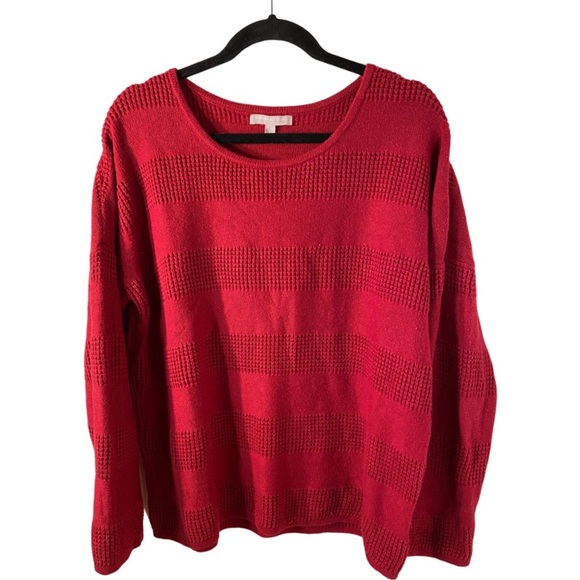 Banana Republic Factory crew neck sweater. Size L. Red patterned striped. - Picture 6 of 16